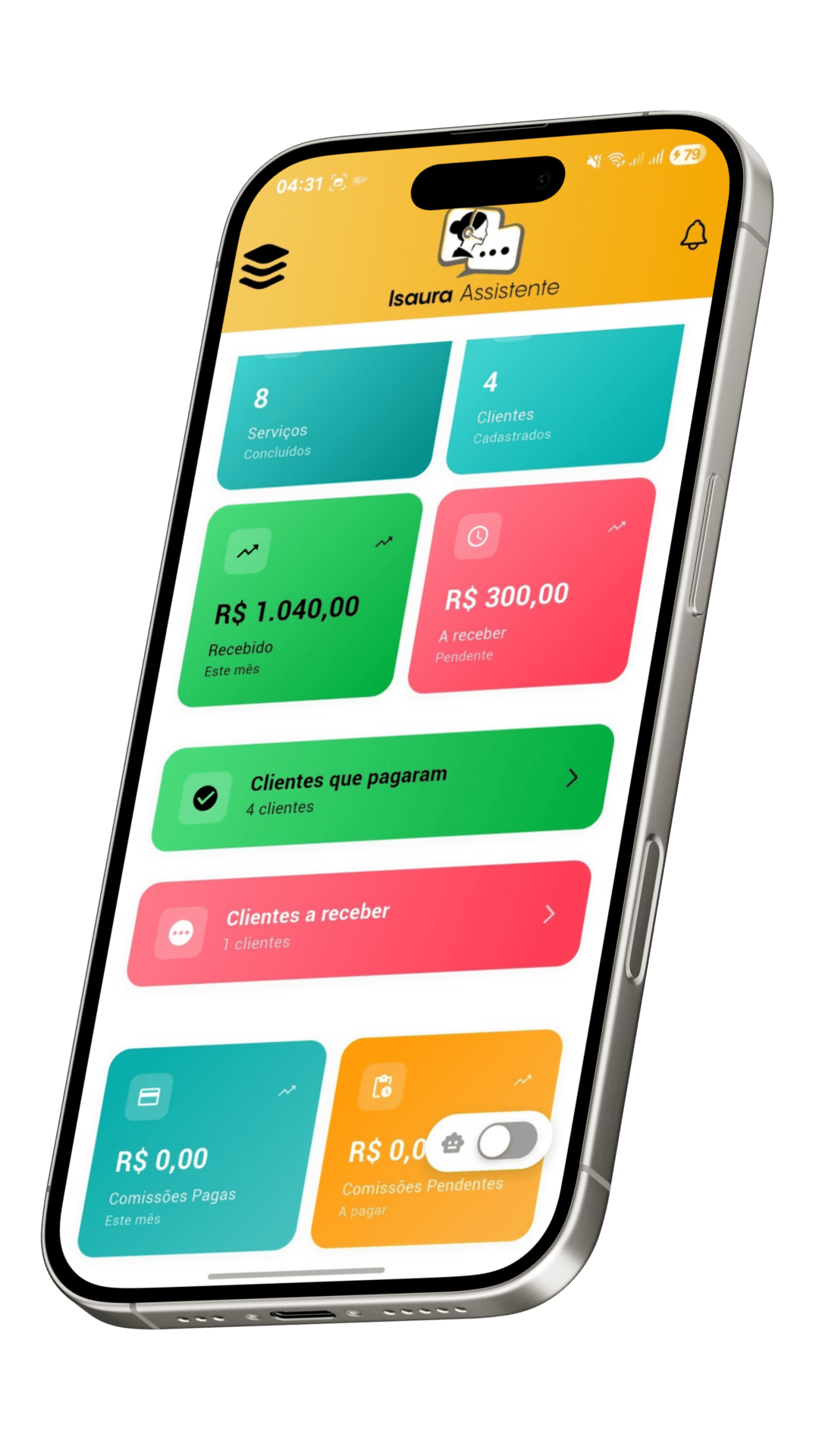 Telas do Isaura Agenda no celular — agenda e automações